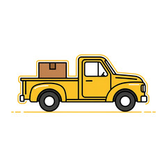 Fototapeta premium Yellow pickup truck vector illustration delivery service transport vehicle automotive design on transparent background
