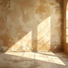 Empty room, sunlit interior
