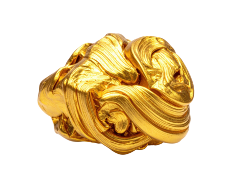 Golden, sculpted mass, swirling textures