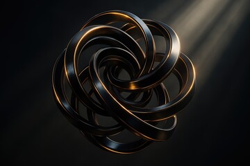 Black Metal Torus Knot Under Spotlight