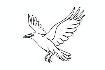 Minimal Flying Raven Line Art Logo