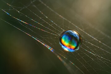 Dew Drop Rainbow on Delicate Spider Web