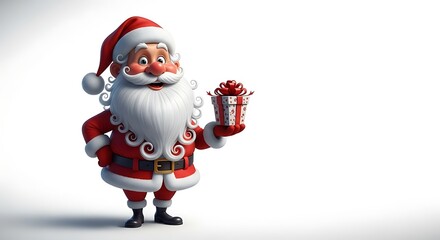 Obraz premium Cartoon santa claus holding gift