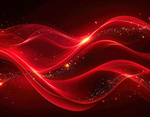 Red, glowing waves with gold sparkles