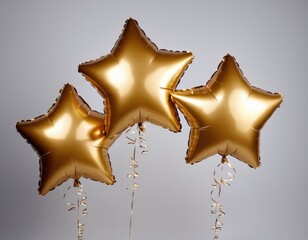 silver and gold balloons star matte on a white background