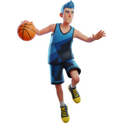 Boy Playing Basketball Enthusiastically