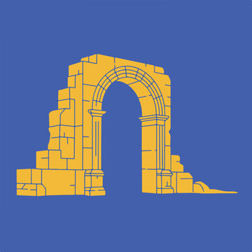 yellow archway on blue background clip art preview
