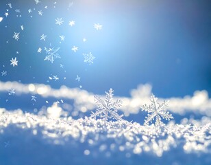 Winter Snowflakes on Snowy Ground.
