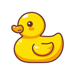 A cheerful yellow rubber duck floating in a bright, playful environment, perfect for children's toys