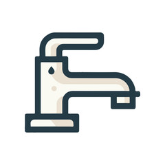 A modern kitchen faucet with a sleek design, featuring a water droplet, in a bright interior