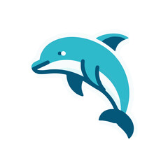 Obraz premium A playful dolphin leaping out of the water against a bright, clear background, symbolizing joy