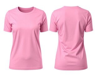 Front and back view of a light pink women's t-shirt (2)
