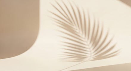 Soft Shadow of a Palm Leaf on a Neutral Background