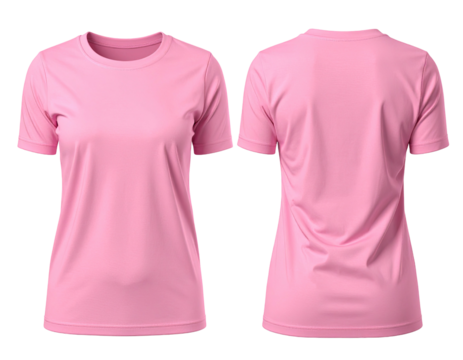 Front and back view of a light pink women's t-shirt (2)