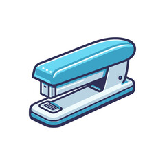 A vibrant blue stapler positioned on a clean desk with scattered papers in the background