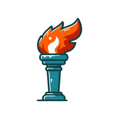 A vibrant illustration of a flaming torch symbolizing freedom and enlightenment against a plain background