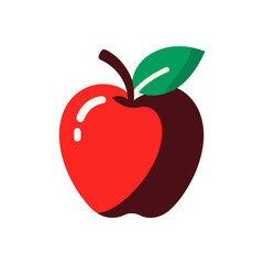 A vibrant red apple with a green leaf, symbolizing freshness and health, set against a clean background