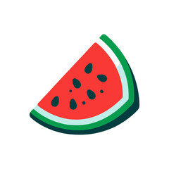 A vibrant slice of watermelon showcasing its juicy red flesh and black seeds, ideal for summer refreshment