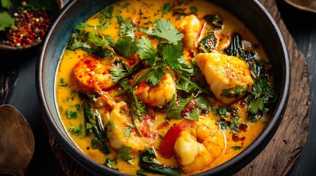 Brazilian moqueca fish stew coconut milk palm oil cilantro