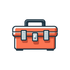 Brightly colored toolbox with a secure latch, set against a minimalistic background