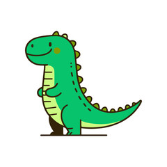 Cartoon dinosaur character standing cheerfully with a friendly expression and vibrant colors
