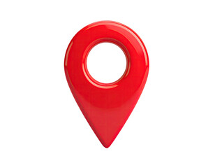 Glossy, vibrant red map marker on black background