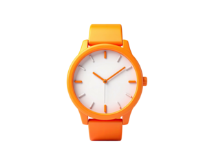 Orange wristwatch with white face (1)
