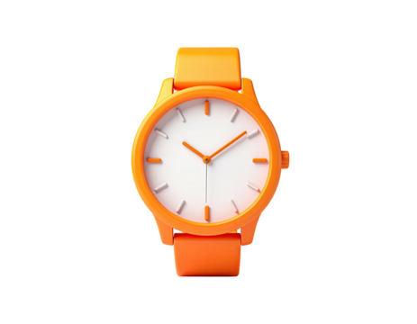 Orange wristwatch with white face (1)