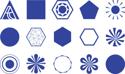 Fototapeta premium Collection of Blue Geometric Shapes and Abstract Designs