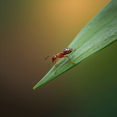 Fototapeta premium dragonfly on a green leaf