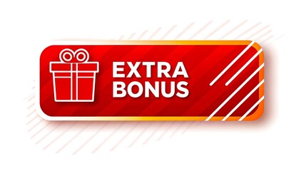 Extra bonus button with red background and white gift icon for promotion and sale
