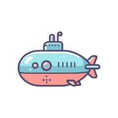 Colorful cartoon submarine navigating underwater with bubbles and marine life in the background
