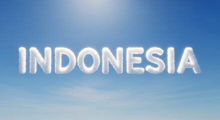 Fototapeta premium Cloud Letters Forming Word on Sunny Blue Sky Backdrop