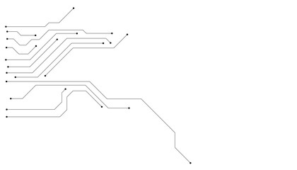 Electronic circuit with empty space on white background. Dots and lines connection circuit design
