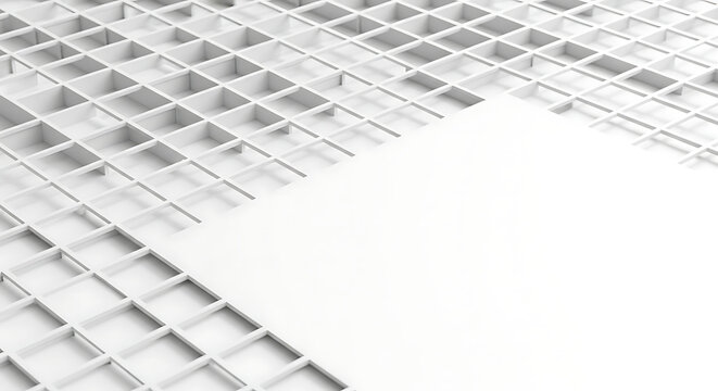 White Grid Structure with Empty Space - Abstract Geometric Design