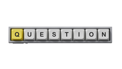 Question - word concept. Minimalist Abstract Design With close up of Computer keyboard keys,Supports PNG files with transparent backgrounds.