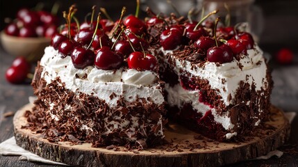 German black forest cake cherries whipped cream chocolate shavings