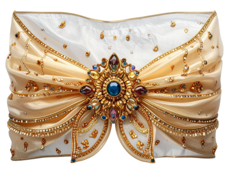  Luxury Fashion Sash Jewelry with Golden Detailing PNG Transparent Background