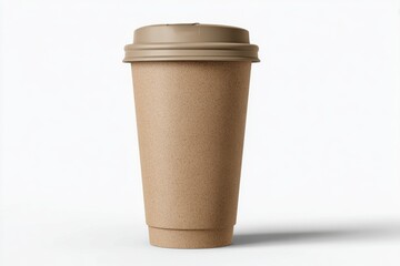 Eco-Friendly Disposable Coffee Cup with Lid on White Background