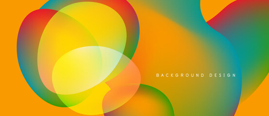 Obraz na płótnie Canvas Abstract colorful shapes overlap. Vibrant gradients create dynamic visual effect. Modern design suitable for backgrounds, presentations.