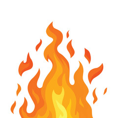 Fiery flames fiercely, isolated on white background.