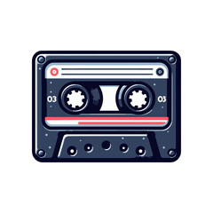 Naklejka premium Vintage audio cassette tape with retro design, isolated on white background for nostalgic themes