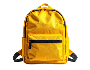 Bright yellow backpack with front zippered pocket