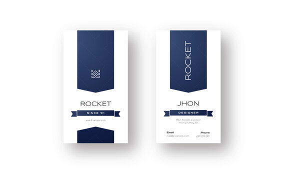 Modern Vertical Business Card Template with Ribbon Accent