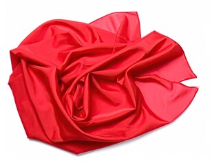 Folded crimson fabric draped on white background