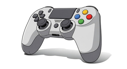 Illustration of a modern gamepad controller, isolated on white background, a popular device for playing video games on consoles and computers