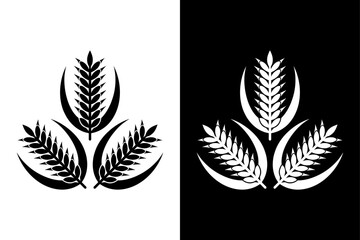Modern Rice and Wheat Illustration in Black and White.