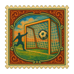 Obraz premium PNG Vintage soccer stamp illustration