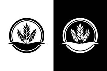 Minimal Rice and Wheat Symbol in Black and White.