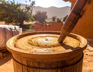 Traditional Butter Churning Process.